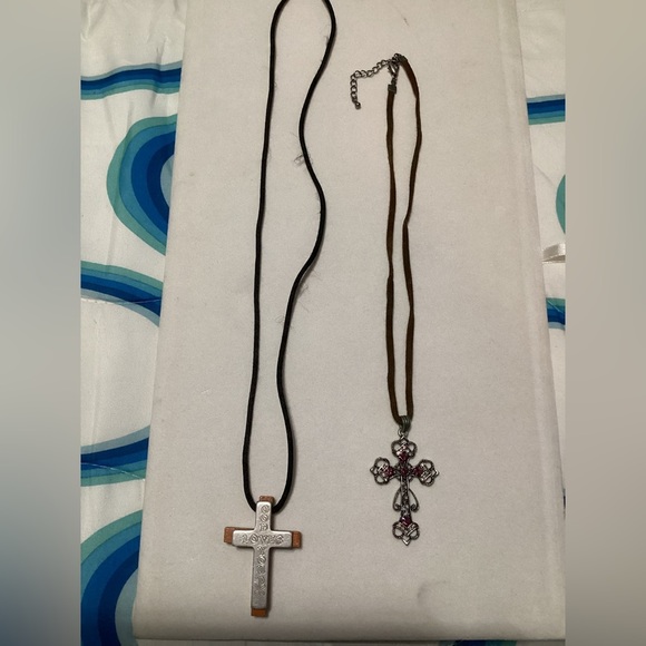 EUC set of two‎ cross necklaces with cords - #176 - Picture 1 of 13